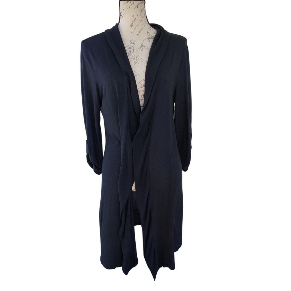 Banana Republic Womens Black Knit Modal Lightweight Open Front Duster Cardigan M